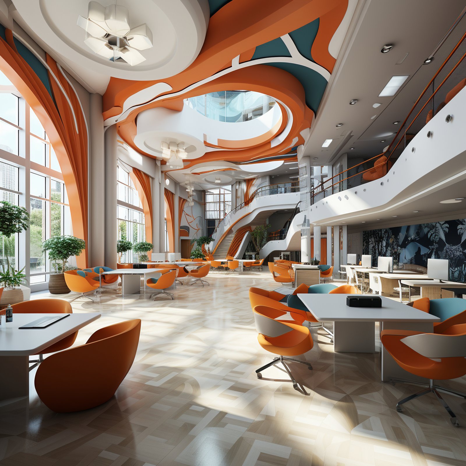 Modern corporate office or industrial facility design layout
